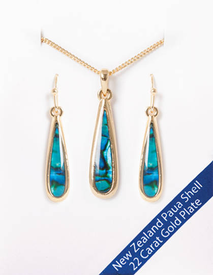 Marine Opal 22 Carat Gold Necklace and Earrings